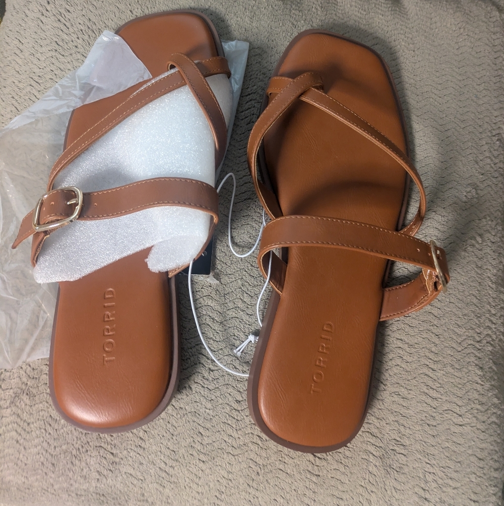 Torrid Brown Crisscross Buckle Sandals